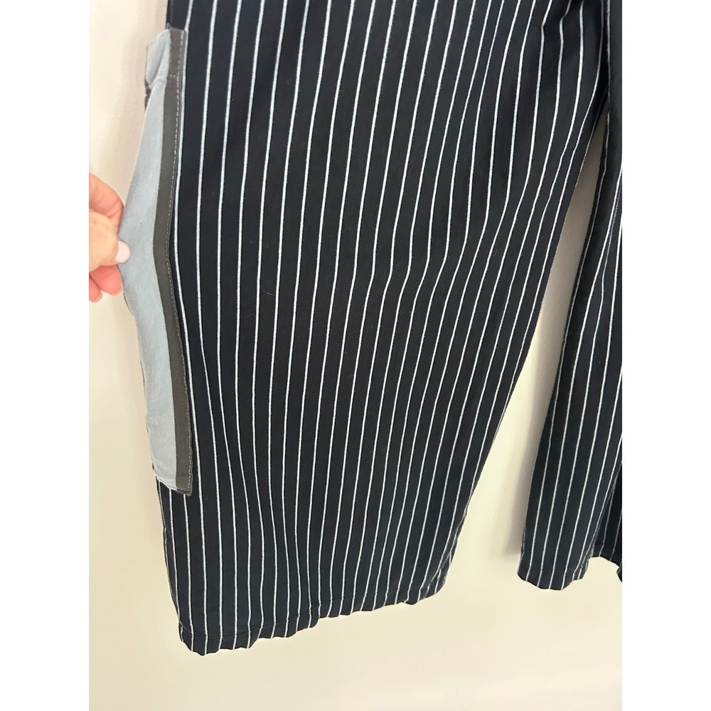 Flutter Womens Black White Pinstripe Wide Leg Cotton Pants Contrast Pockets L - Picture 12 of 12